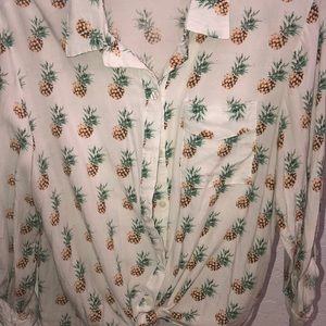 Pineapple Button Tie Top